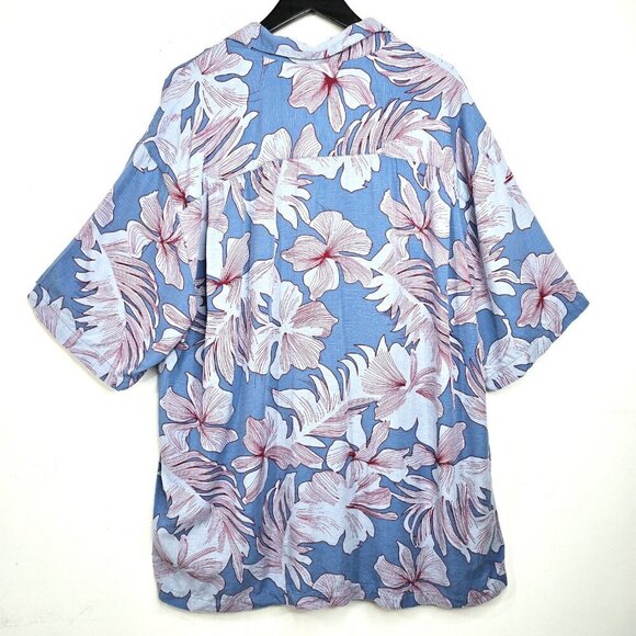 Havana Jacks Cafe Button Down Shirt Hawaiian XXL Blue Tropical HIbiscus - Picture 4 of 5